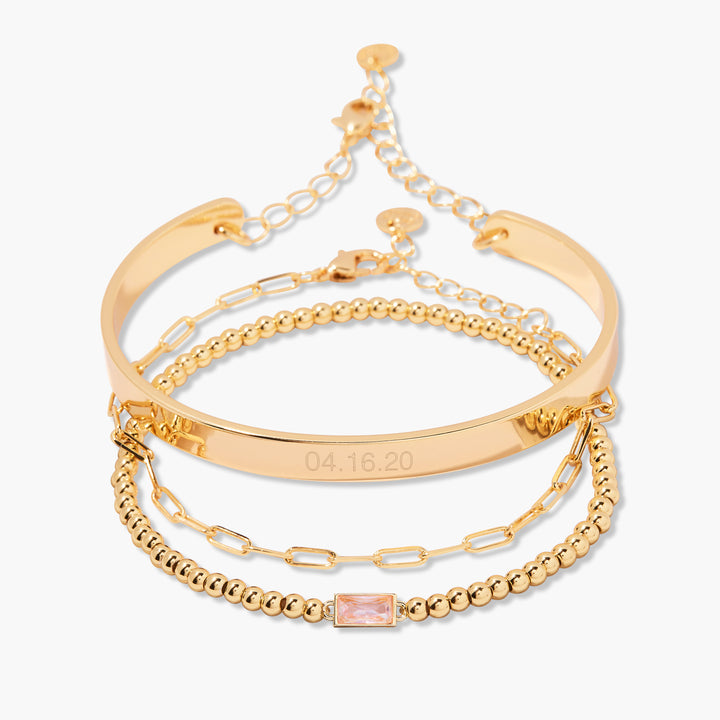 Gwen Date Cuff Bracelet Stack Set