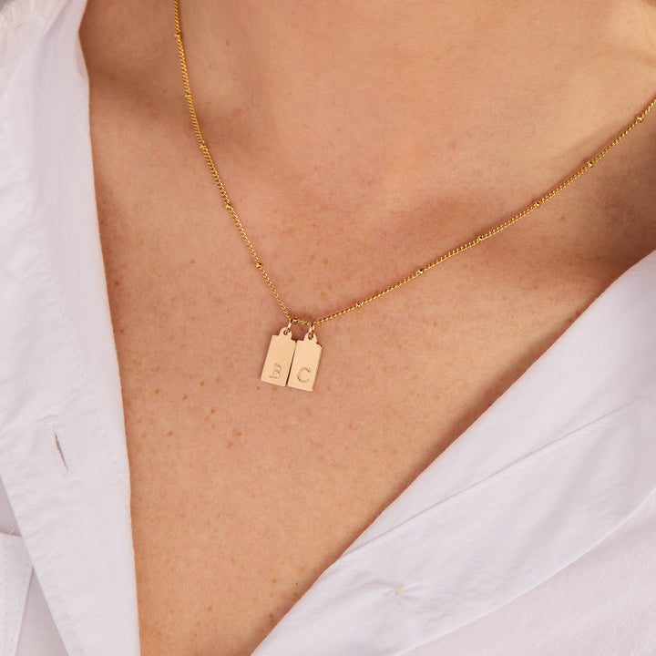 Madeline Rectangle Two Initial Pendant