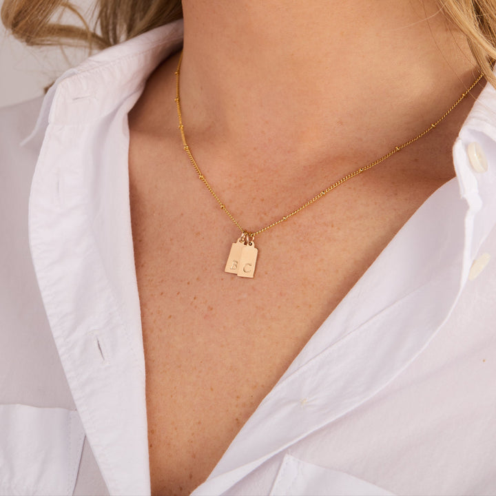 Madeline Rectangle Two Initial Pendant