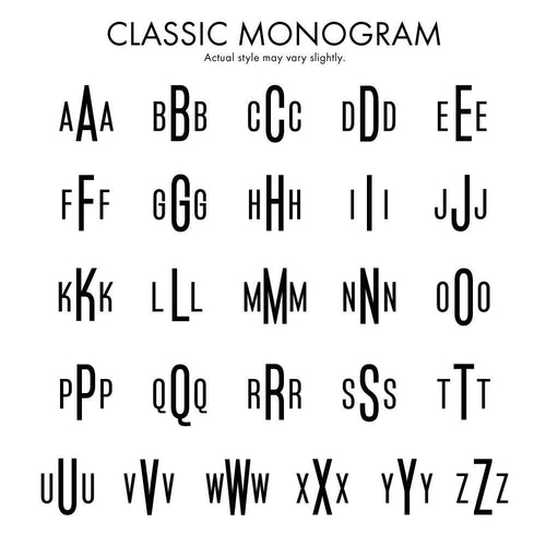 Classic Monogram Character List