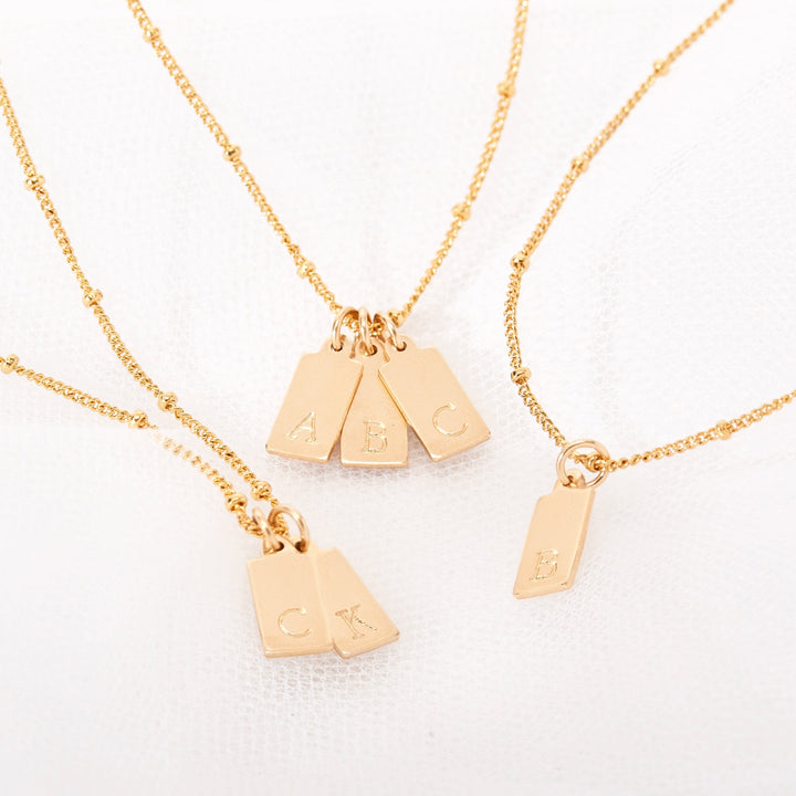 Madeline Rectangle Three Initial Pendant