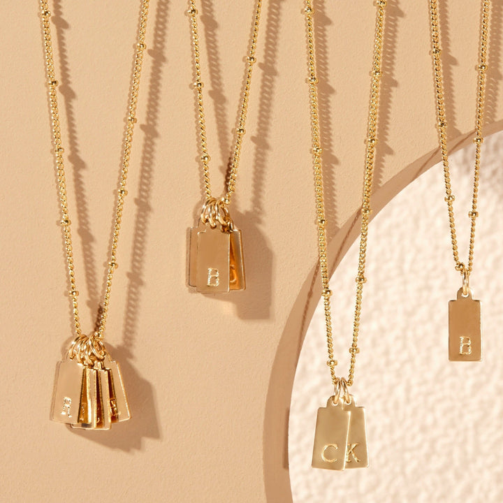 Madeline Rectangle Three Initial Pendant