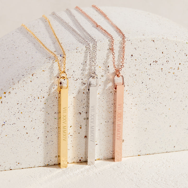 Roman Numeral Vertical Bar Necklace