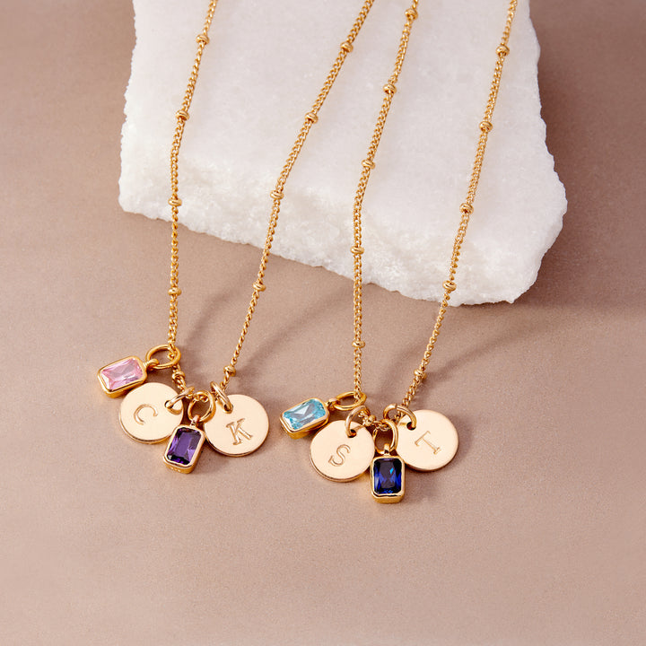 Mackenzie Two Birthstone Initial Pendant
