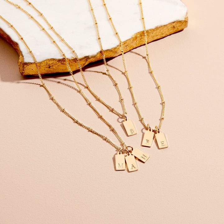 Madeline Rectangle Three Initial Pendant