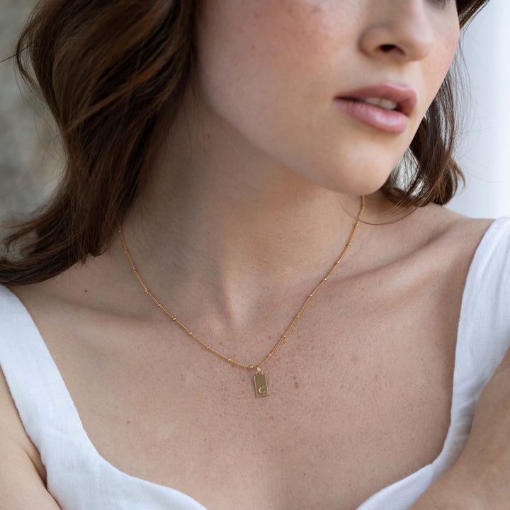 Madeline Rectangle Initial Pendant