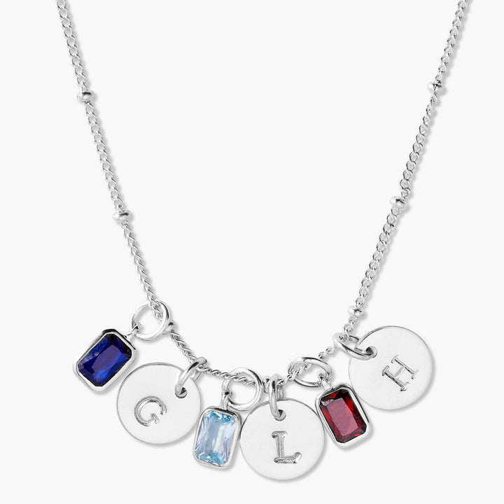 Mackenzie Three Birthstone Initial Pendant