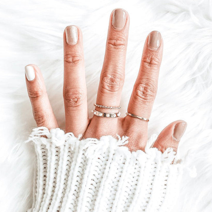 @foreverjenypher wearing Liv Rope Ring, Holly Pearl Ring, Aria Thin Fine Ring by @brookandyork