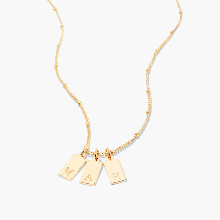 Madeline Rectangle Three Initial Pendant