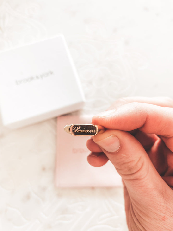 @everyday.obsessed wearing Evie Signet Ring by @brookandyork
