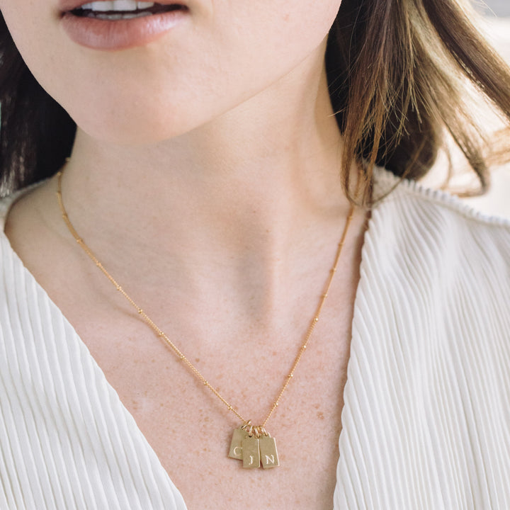 Madeline Rectangle Four Initial Pendant