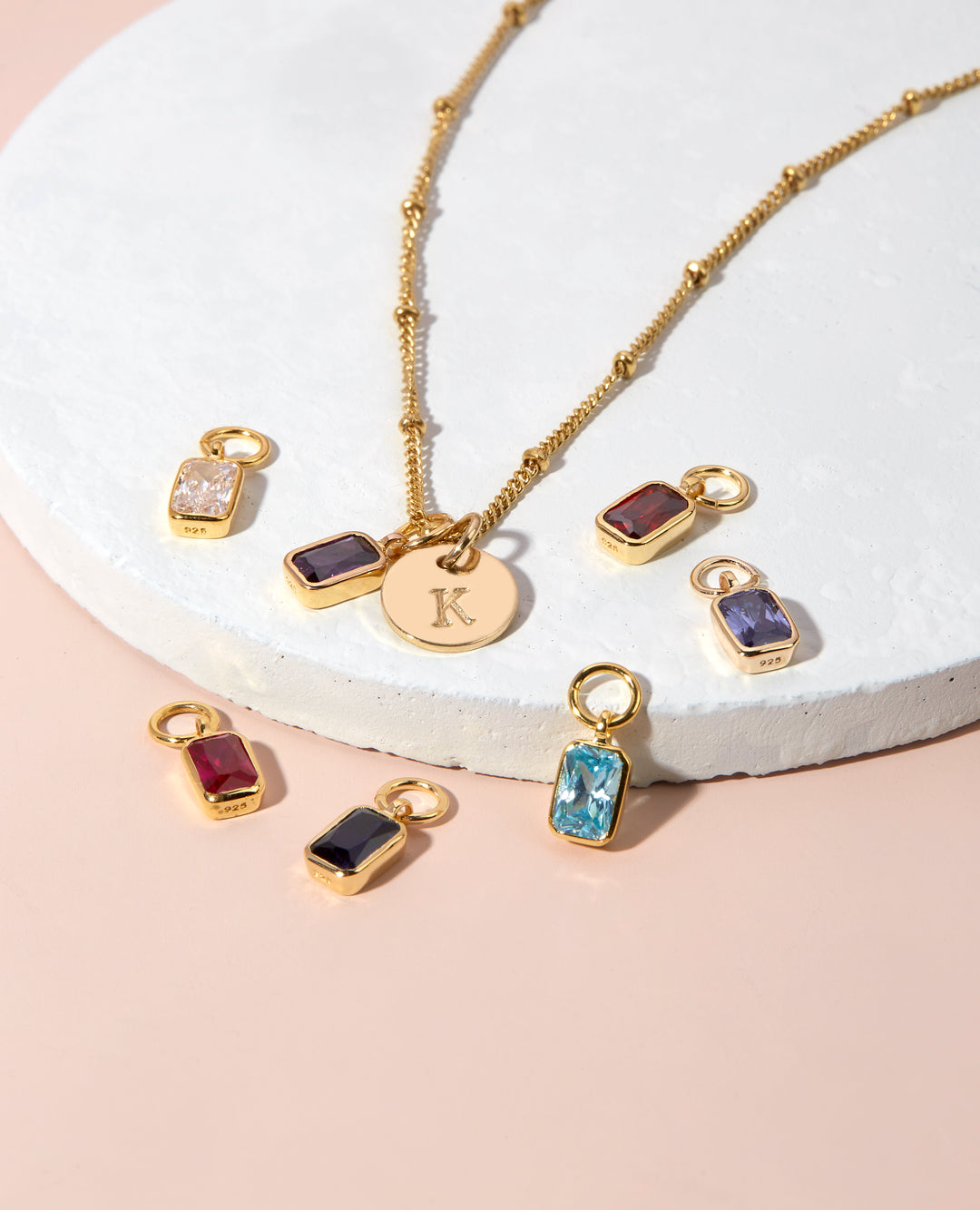 birthstone charms with necklace