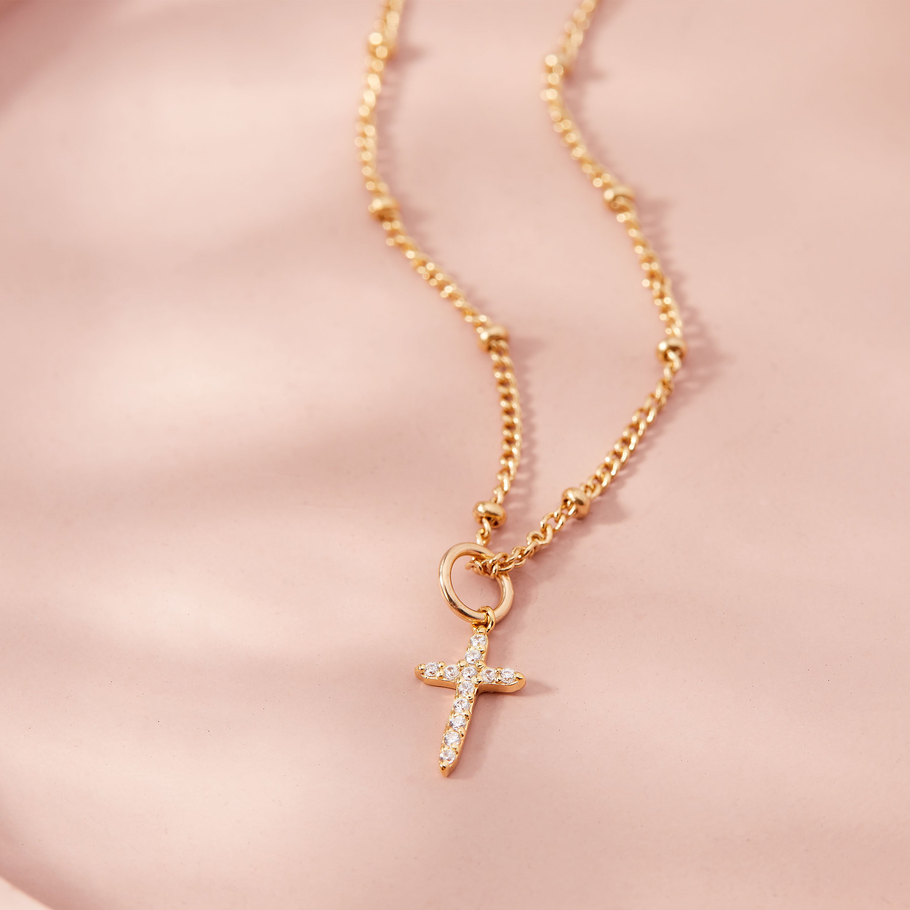 Tiny Thin Gold Cross, 9K 14K 18K Gold Necklace, White Gold, Dainty Cross Charm, Minimal top Cross Jewelry, Solid Gold Cross, Gift For Daughter