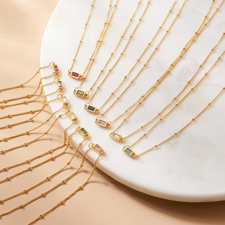 Jules Baguette Birthstone Necklace