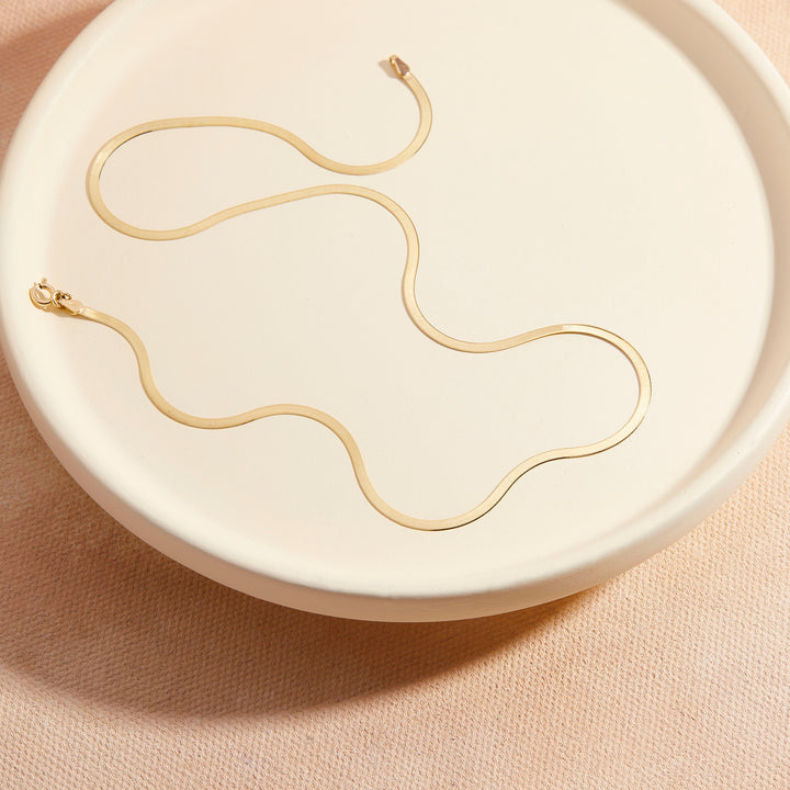 Izzy Mini 14K Gold Herringbone Chain Necklace