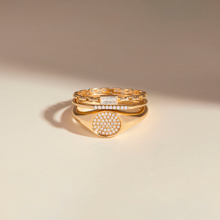 Sylvie 14K Gold Diamond Signet Ring