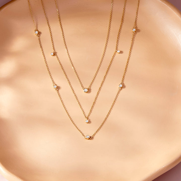 Juliet 14K Gold Floating Diamond Necklace