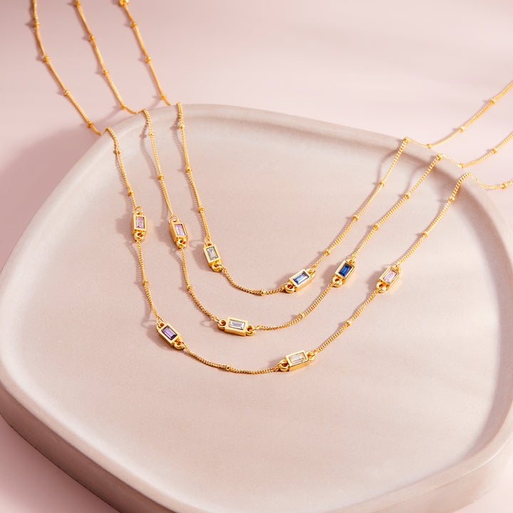 Jules Two Baguette Birthstone Necklace
