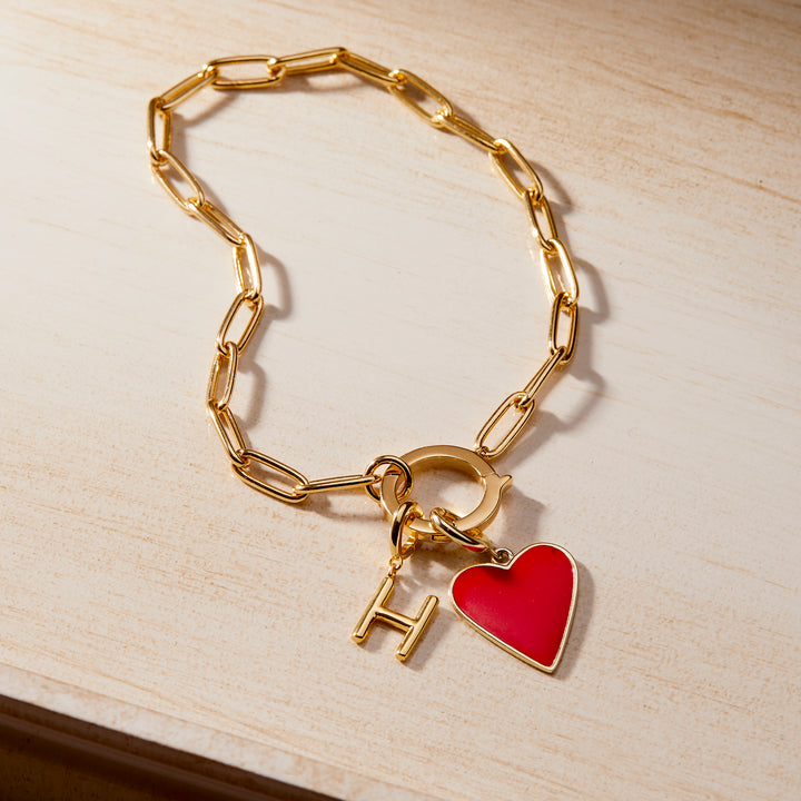 Cameron Heart Initial Bracelet