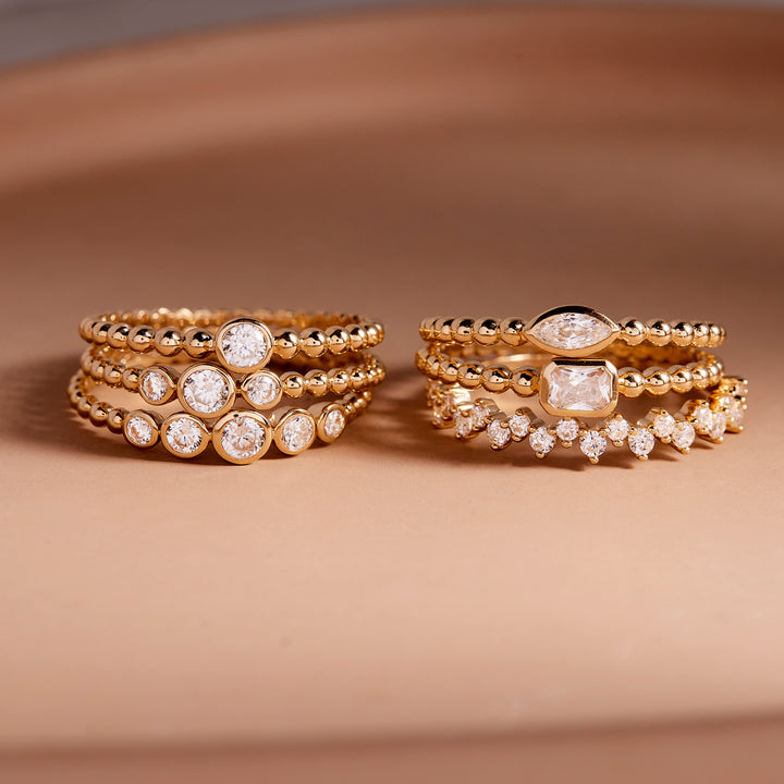 Lumi 14K Gold Three Diamond Ring