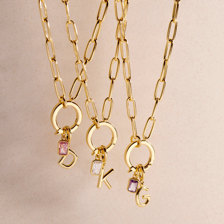 Colette Birthstone Initial Necklace