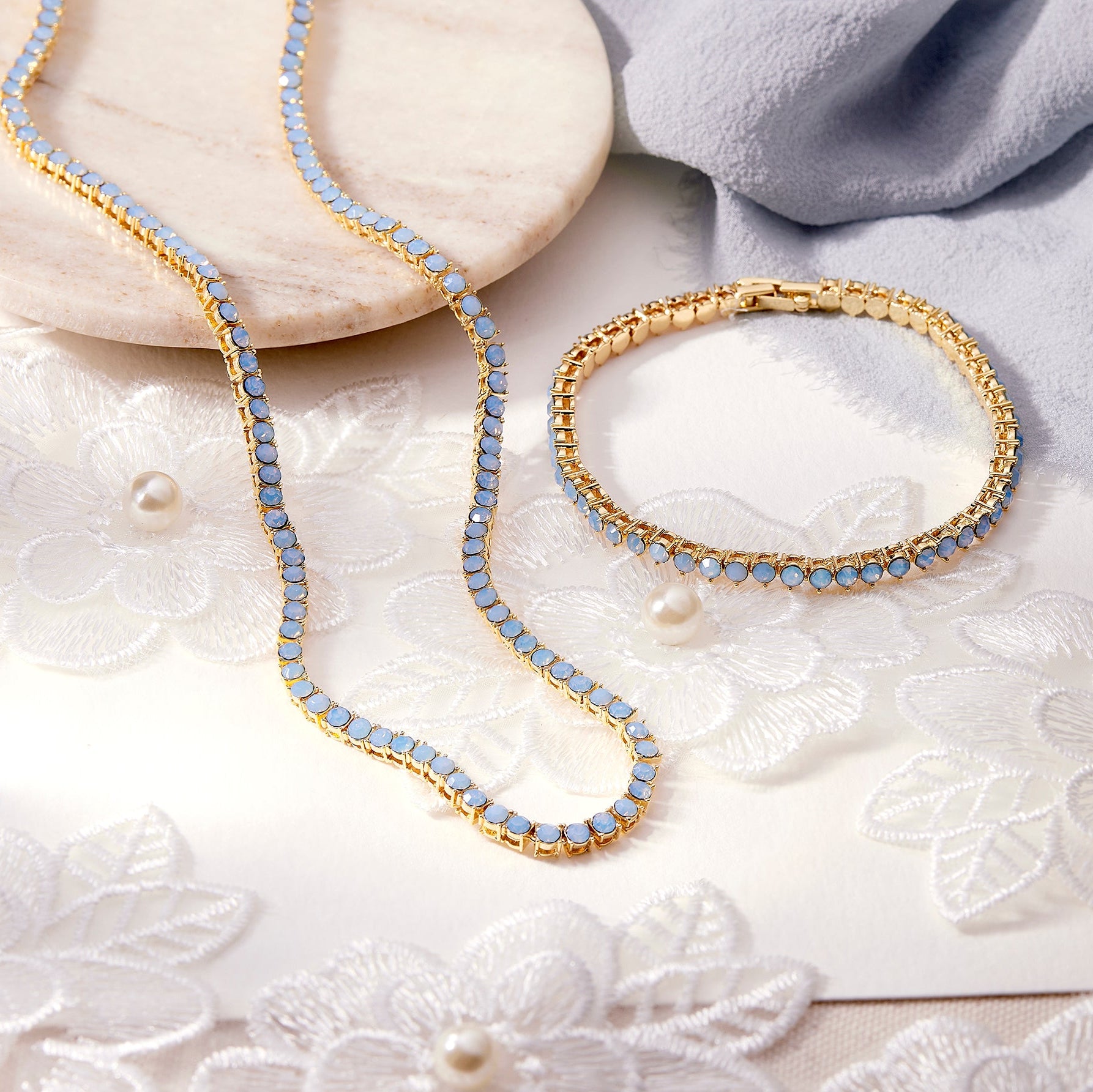 Isabella Opal Blue Tennis Necklace – Brook & York