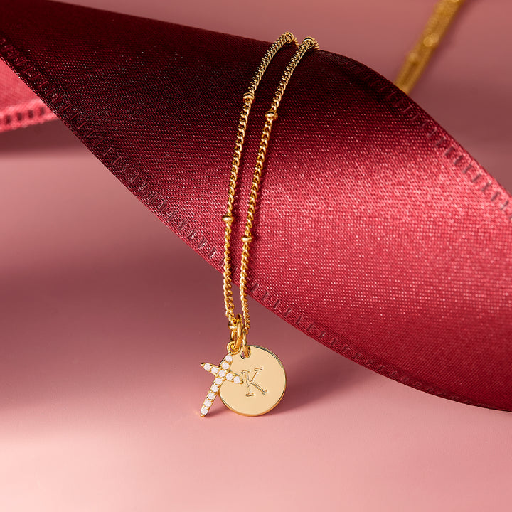 Josephine Initial Cross Pendant