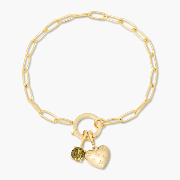 Lillian Birthstone Heart Charm Bracelet