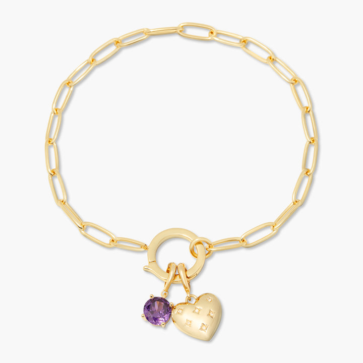 Lillian Birthstone Heart Charm Bracelet