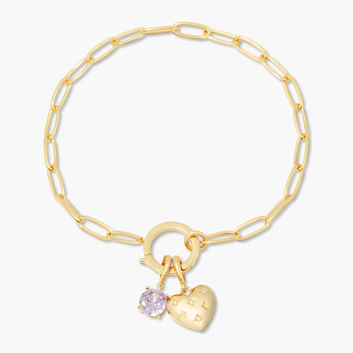 Lillian Birthstone Heart Charm Bracelet