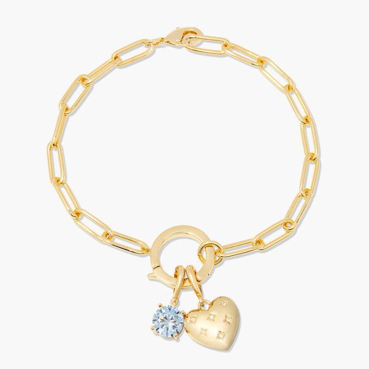 Lillian Birthstone Heart Charm Bracelet