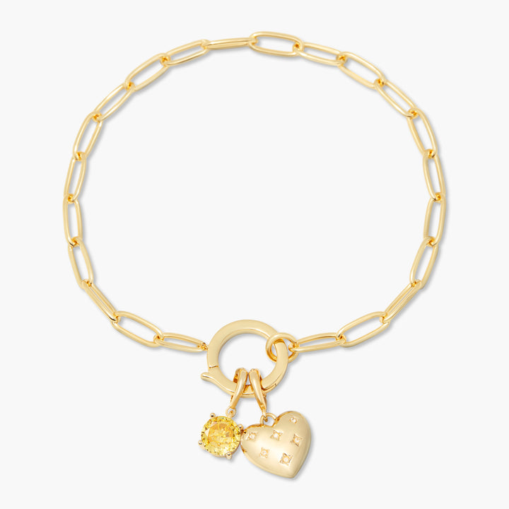 Lillian Birthstone Heart Charm Bracelet