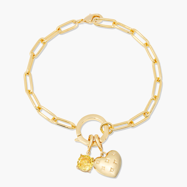 Lillian Birthstone Heart Charm Bracelet