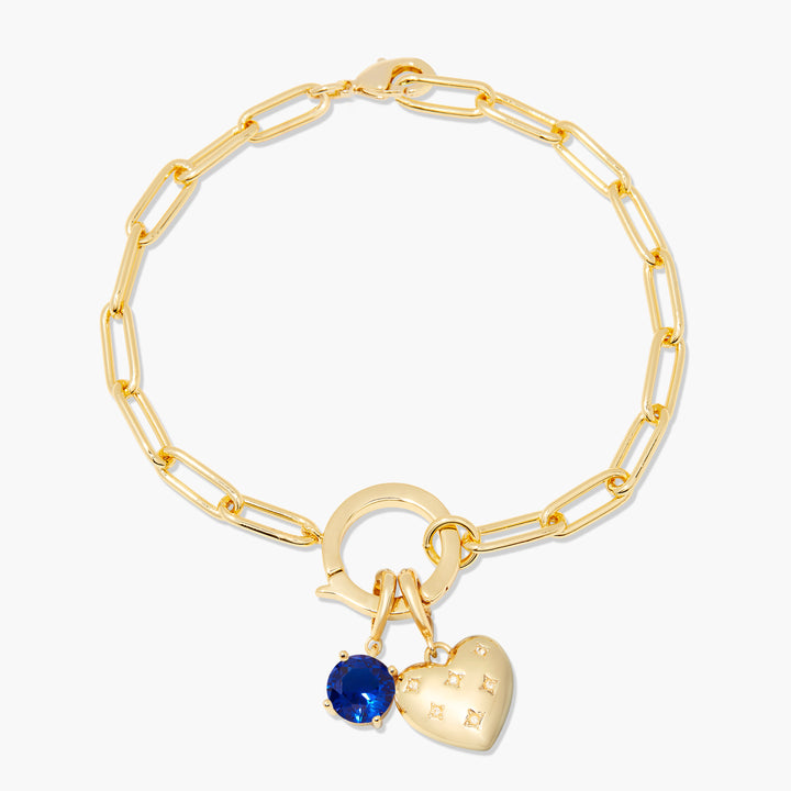Lillian Birthstone Heart Charm Bracelet
