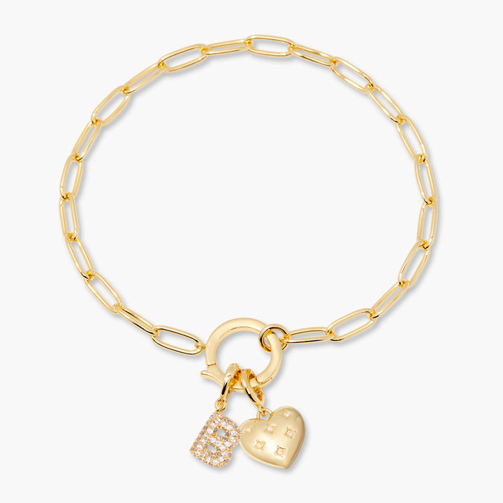 Lillian Initial Heart Charm Bracelet