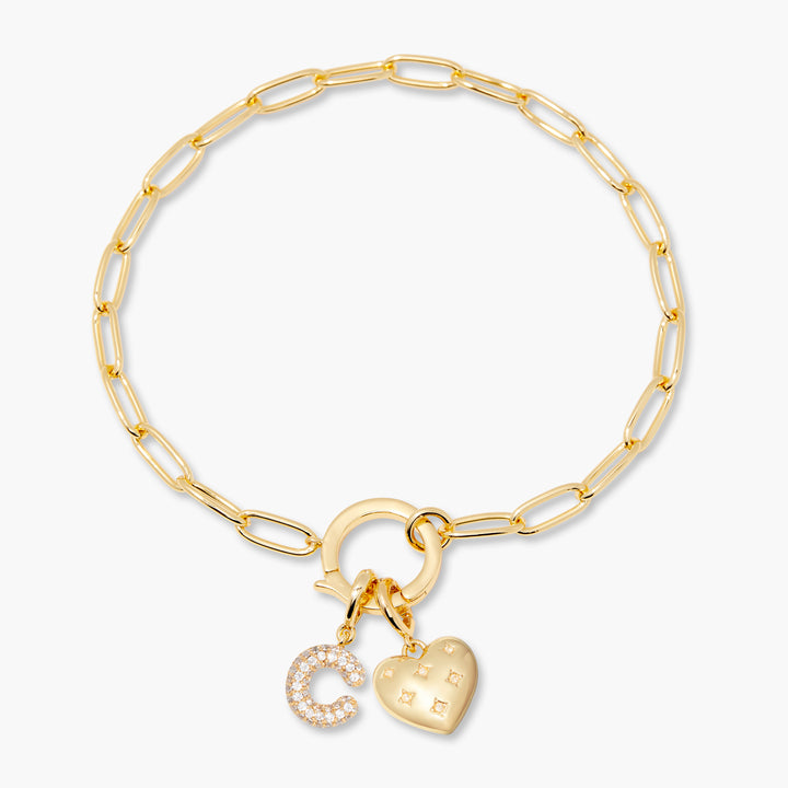 Lillian Initial Heart Charm Bracelet