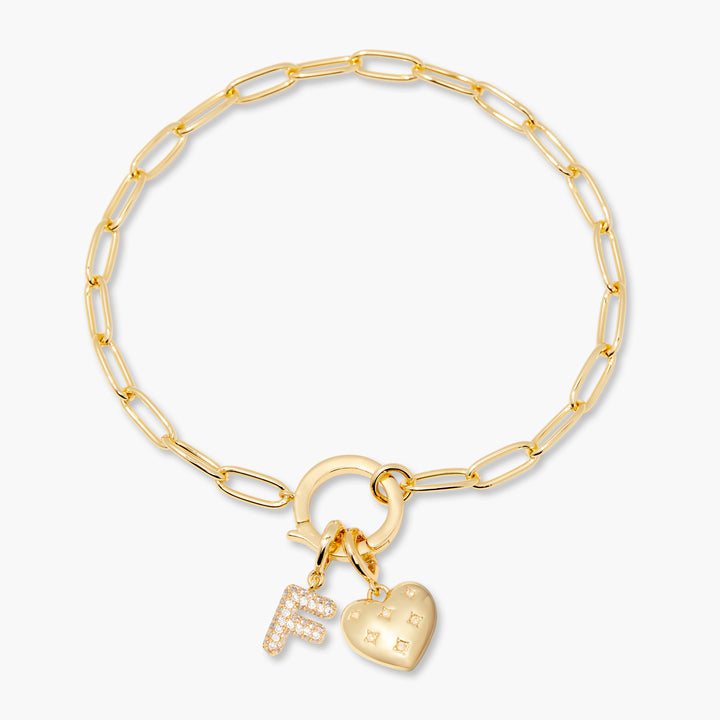 Lillian Initial Heart Charm Bracelet