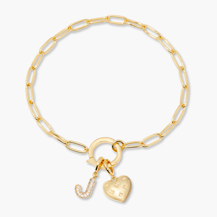 Lillian Initial Heart Charm Bracelet