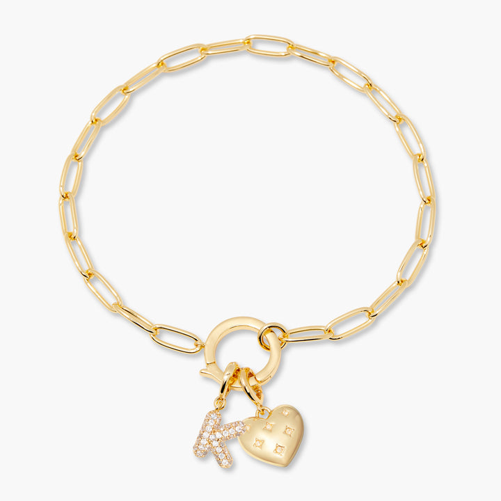 Lillian Initial Heart Charm Bracelet