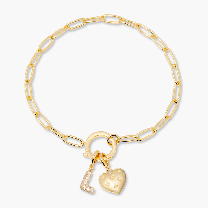 Lillian Initial Heart Charm Bracelet