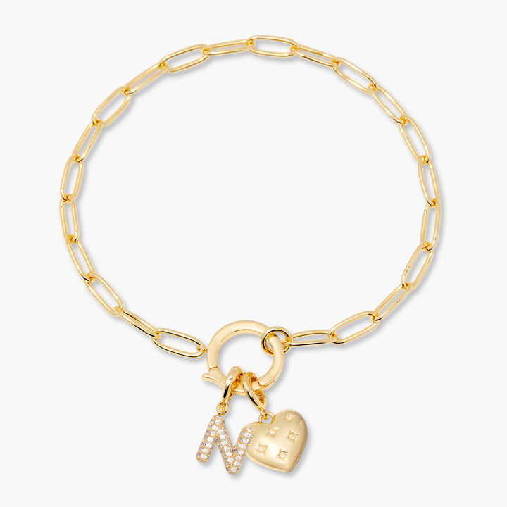 Lillian Initial Heart Charm Bracelet