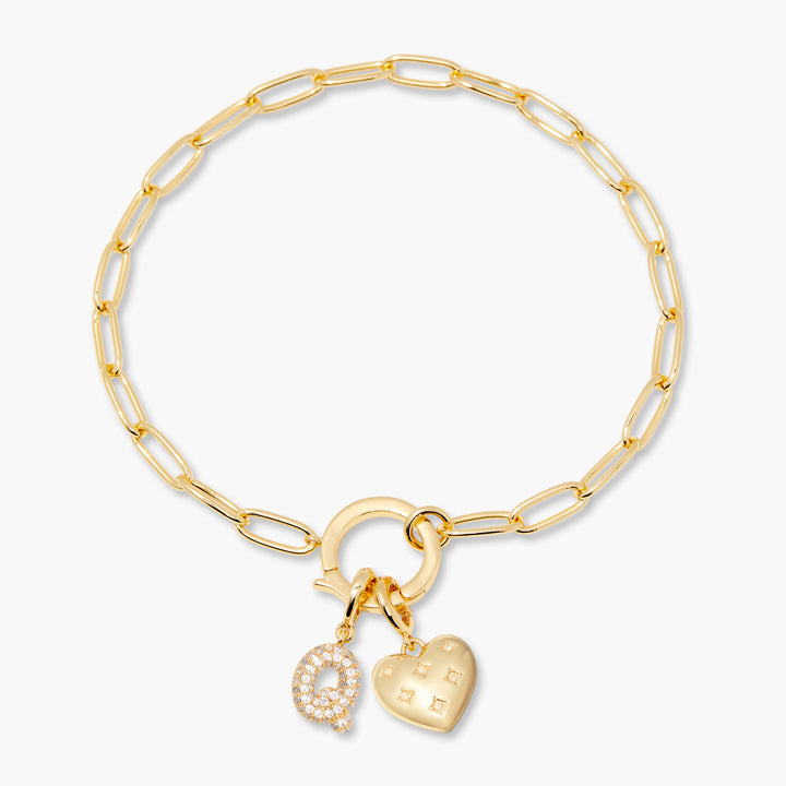 Lillian Initial Heart Charm Bracelet