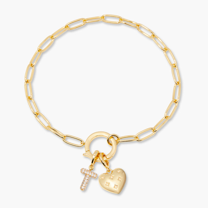 Lillian Initial Heart Charm Bracelet