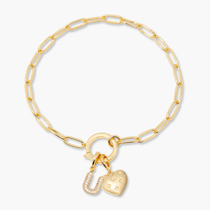 Lillian Initial Heart Charm Bracelet