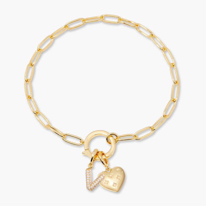 Lillian Initial Heart Charm Bracelet