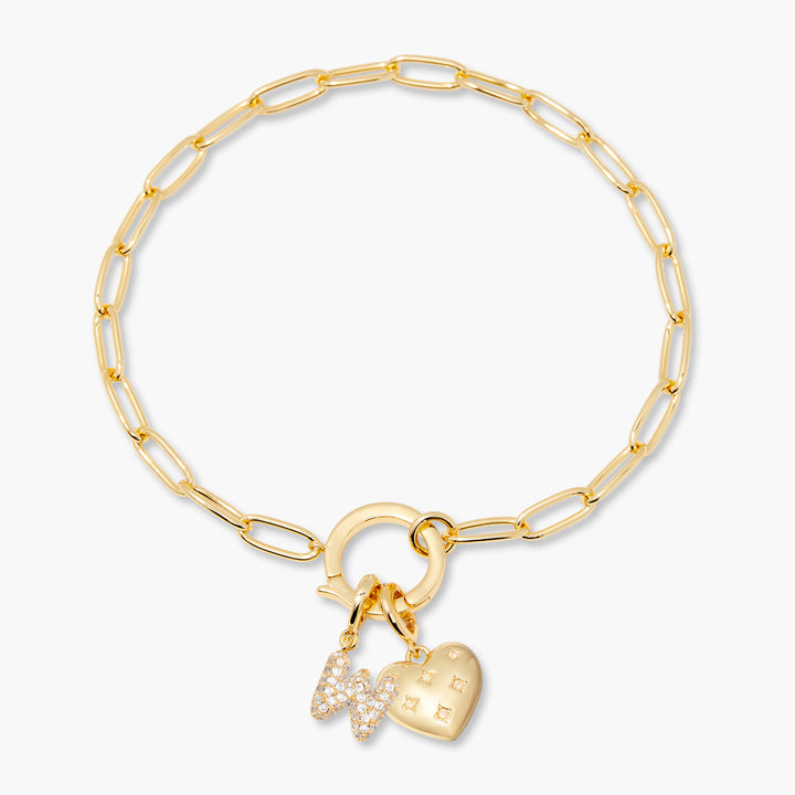 Lillian Initial Heart Charm Bracelet