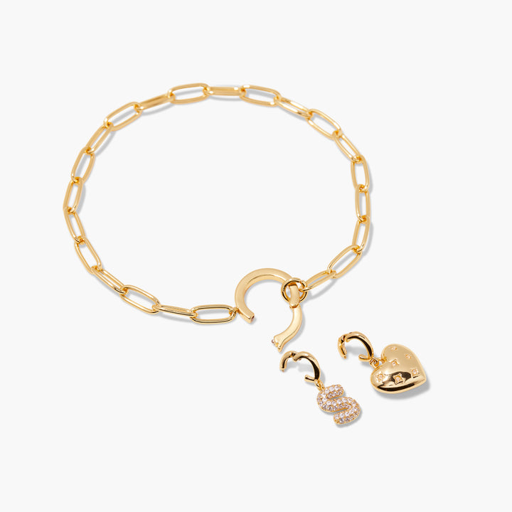 Lillian Initial Heart Charm Bracelet