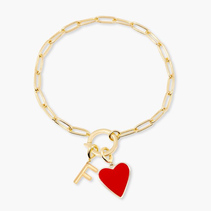 Cameron Heart Initial Bracelet