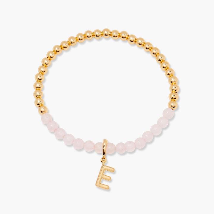 Bennett Initial Gemstone Bracelet-Rose Quartz