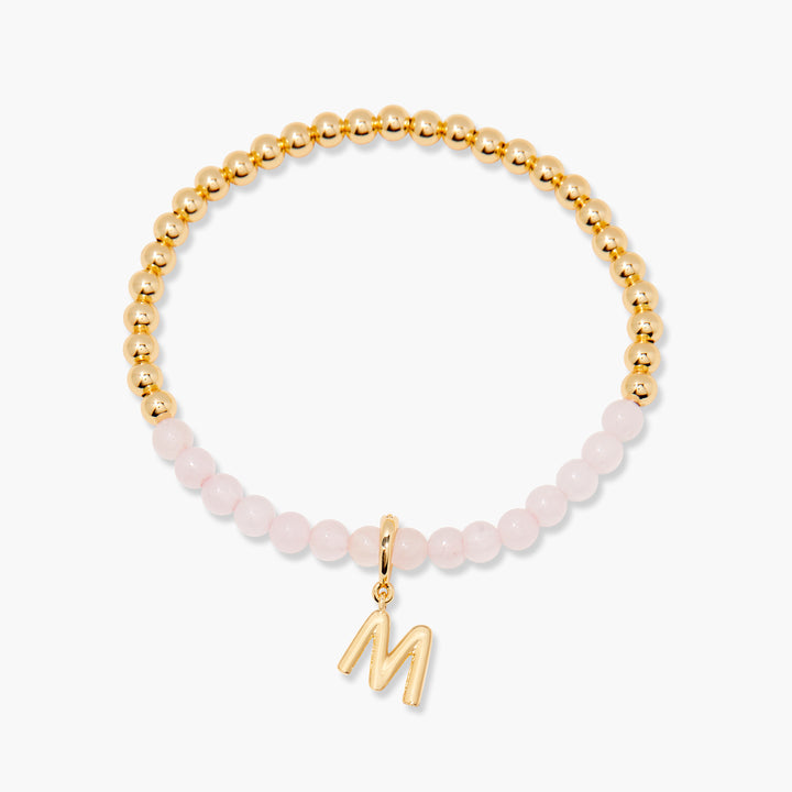 Bennett Initial Gemstone Bracelet-Rose Quartz